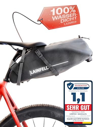 LAINFELD Fahrrad Satteltasche [10 Liter] | 100% Wasserdicht | Reflektierender Aufdruck -...