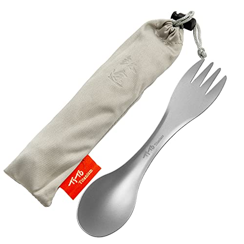 TiTo Titanium Outdoor Titan Löffel/Spork mit Griff,Multifunktional Tragbare Ultraleichtem...