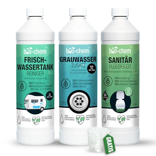 Camping Hygiene-Zusätze Set 3-teilig: Bio Sanitärflüssigkeit 1l +...