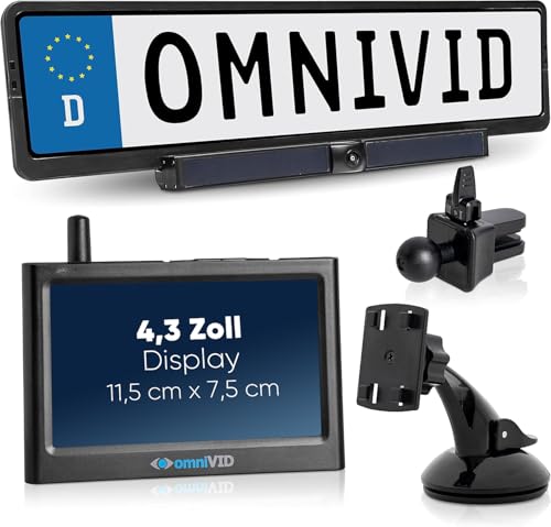 omniVID® Solar4 Premium Solar Rückfahrkamera-System, Kabellos mit 4,3 Zoll Monitor u....