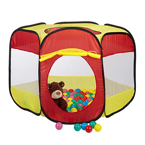 Relaxdays 10022471 Bällebad mit 100 Bällen für Kinder, Popup Spielzelt als Ballpool ab...