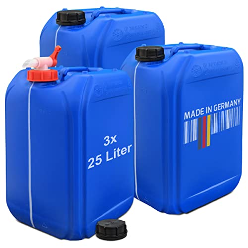 plasteo 3 x 25 Liter Getränke- Wasserkanister