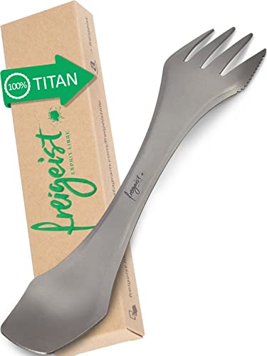 freigeist Titan Spork Camping Besteck Set, Ultraleicht, Titan, 8000071, mit Zahnung