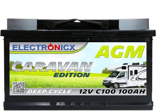 Electronicx Wohnwagen AGM Batterie 100Ah 12V - Mover Solarbatterie Camping Solar Akku...