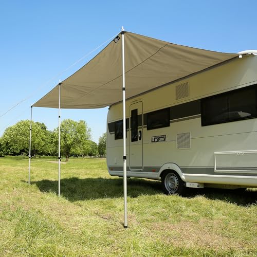 your GEAR Caravan Cotton Tarp TC 400 x 240 - Wohnwagen Sonnendach inkl. Aufstellstangen,...