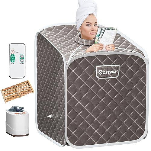 COSTWAY 2L Mini Dampfsauna, Heimsauna Wärmekabine mit Zerstäubungsfunktion & Timer & 9...