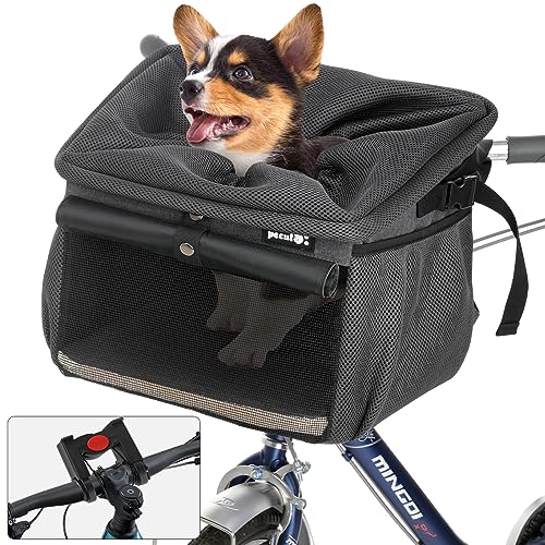 pecute Hundefahrradkorb mit Lenkeradapter, Stabilere Welpenfahrradtasche - 4 in 1 für...