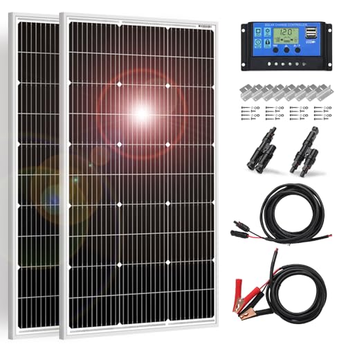 DOKIO Solarpanel 100W 2PC (200W) 18V Monokristallin(Hohe Leistung) Für 12V Kfz Batterie,...