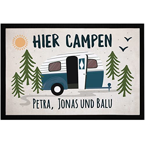 SpecialMe® Fußmatte Camping personalisiert Namen Familie Geschenke für Camper Wohnwagen...