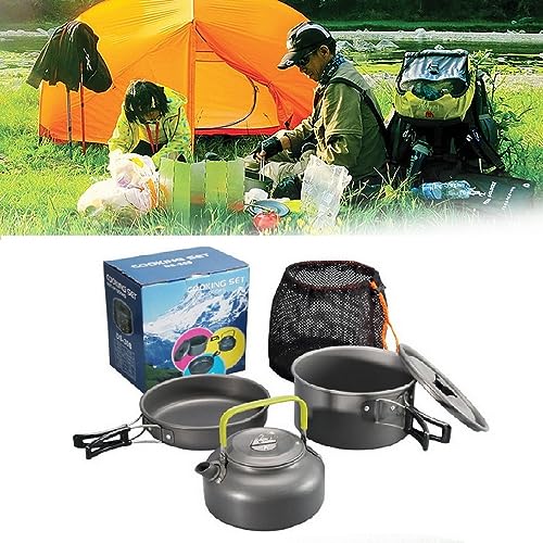 Souarts Camping Kochgeschirr Kit Outdoor Aluminium Leichte Camping Pot Pan Kochen Set für...