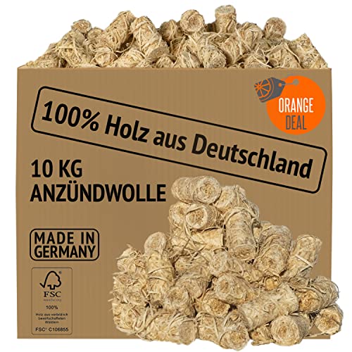 ORANGE DEAL Anzünder Holzwolle Öko 10kg (ca. 760 Stück) Anzündwolle Feueranzünder...