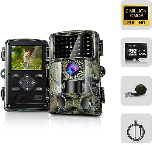 HAZA Wildkamera,2.7K/1580P 58MP Full HD mit 32G Speicherkarte Bewegungsmelder Nachtsicht...