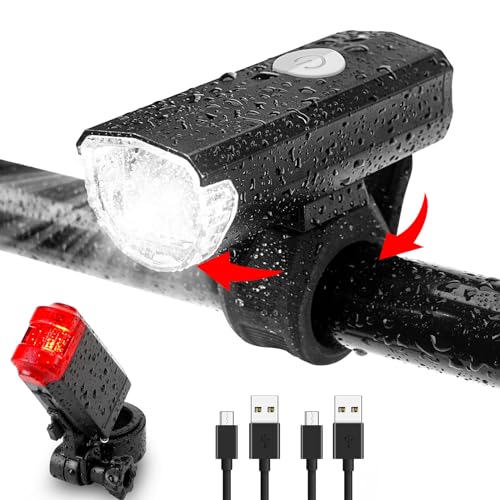 LED Bicycle Light Set StVZO Approved Bicycle Light USB Rechargeable Bicycle Light Front &...