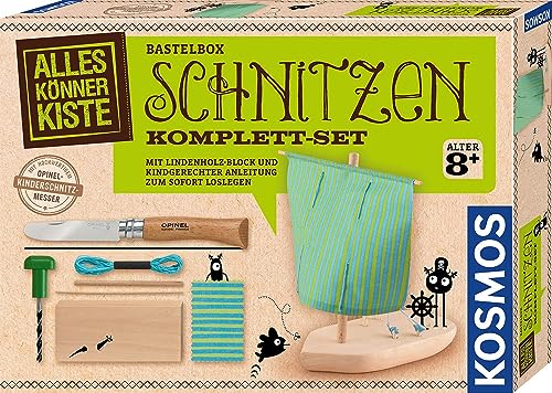 Kosmos 604608 AllesKönnerKiste Schnitzen Komplett-Set, mit Kinder-Schnitzmesser,...