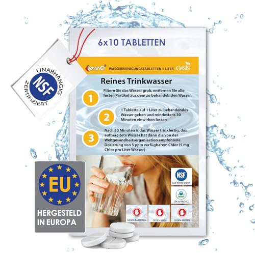 LevinQ Trinkwasseraufbereitung [60Stk] *NSFgeprüft* 100% keimfreies Trinkwasser 1...