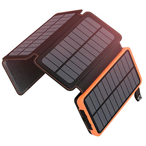 A ADDTOP Solar Powerbank 25000mAh Tragbare Solar Ladegerät mit 4 Solarpanels, Outdoor...