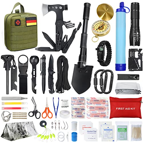 Außen Notfall Survival Kit mit Erste Hilfe Set, WayinTop 180PCS Survival Ausrüstung mit...