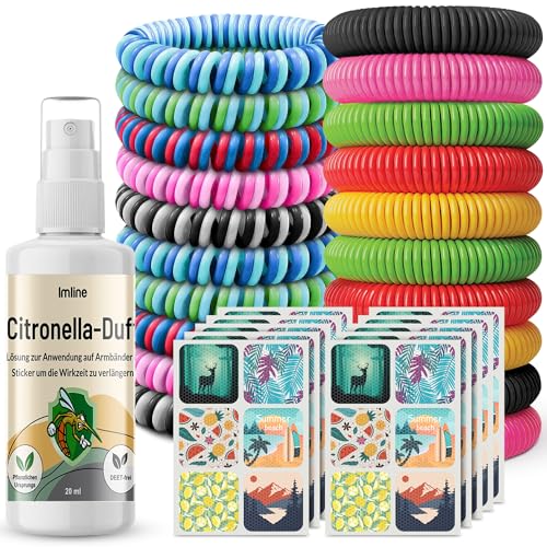 Mückenschutz -Set: 20 Armbänder, 90 Sticker und Spray zur Armband und...