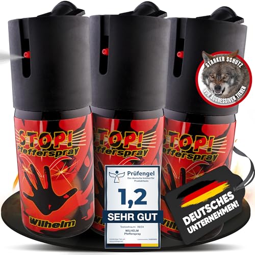 3 x Wilhelm Pfefferspray 40 ml Tierabwehr Selbstverteidigung CS Gas KO Spray hochdosiert...