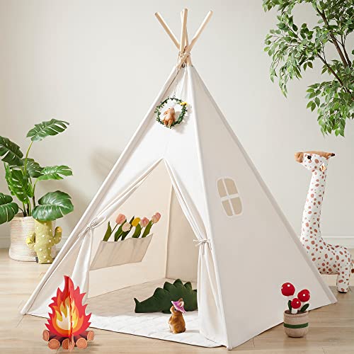 Tiny Land Tipi Zelt für Kinder mit Lichtern & Lagerfeuer Spielzeug & Tragetasche,...