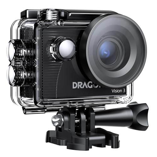 Dragon Touch Action Cam, 4K30FPS 20MP Unterwasserkamera WiFi 170 ° Weitwinkel mit 2 Zoll...