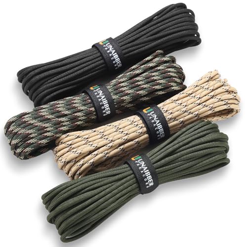 Unaibber 40M Paracord 4mm, 4 Stück x 33ft | Paracord Schnüre Seil 7 Kern-Strängen,...