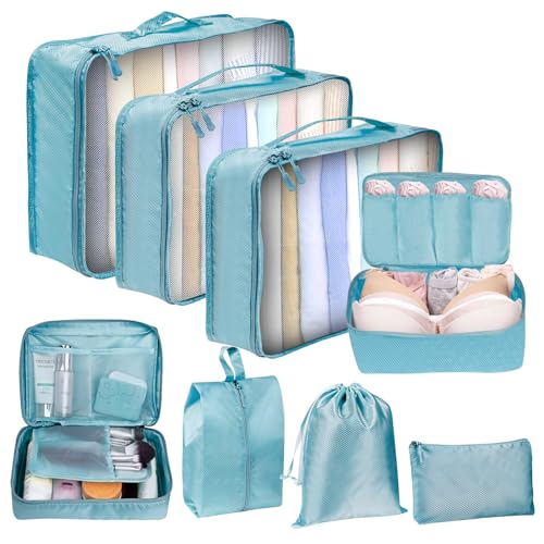 Koffer Organizer Set 8-teilig Packing Cubes Set für Koffer Wasserdichte Koffer Organizer...