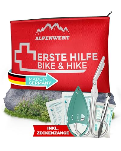 ALPENWERT Erste-Hilfe-Set Outdoor-Fahrrad [inkl. Zeckenzange und Dreiecktuch] First Aid...