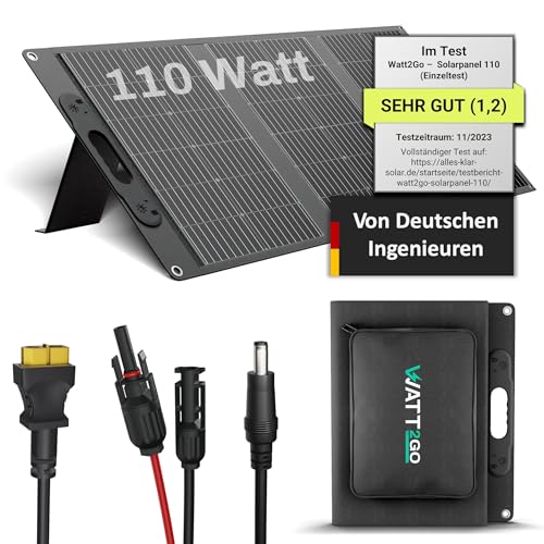 Watt2Go 110W Solarpanel faltbar Wind- & Wetterfest – Jede Powerstation mit Solarpanel...