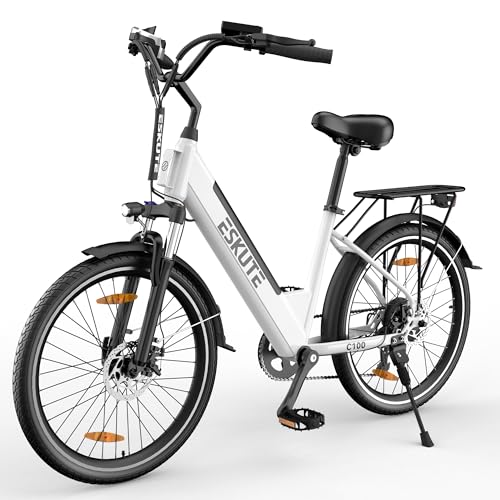 ESKUTE C100 E-Bike, 26 Zoll Elektrofahrrad, E-Cityrad 250W HeckMotor, 375Wh...