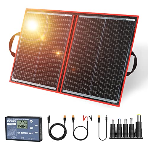 DOKIO 100W 18V Faltbar Solarmodule Monokristalline mit Solarregler(Lcd-Anzeige + 2...