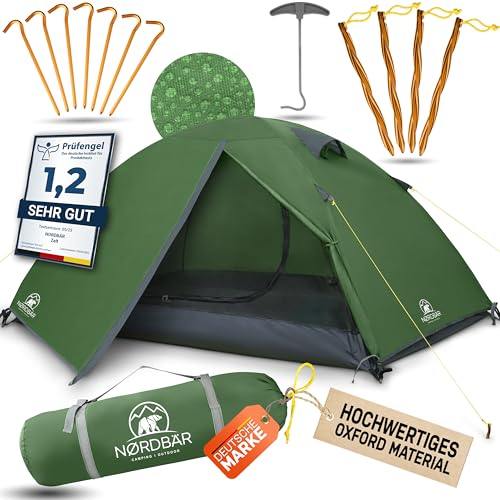 NORDBÄR® Zelt für 1-2 Personen Ultraleicht & wasserdicht | 1-2 Mann Zelt für Camping,...