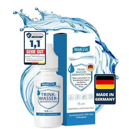AGUALEVE® Trinkwasserdesinfektion 15ml für 200l Wasser *NEU* | Wasserentkeimung für...