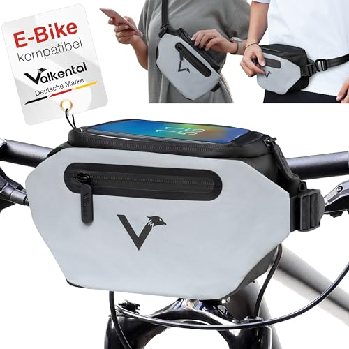 Valkental® - 3in1 Fahrradtasche Lenker KLICKfix kompatibel | Vollreflektierend &...