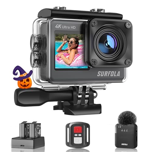 Surfola Action Cam 4K 60FPS Unterwasserkamera, WiFi, 40M wasserdichte Kamera, 170°...