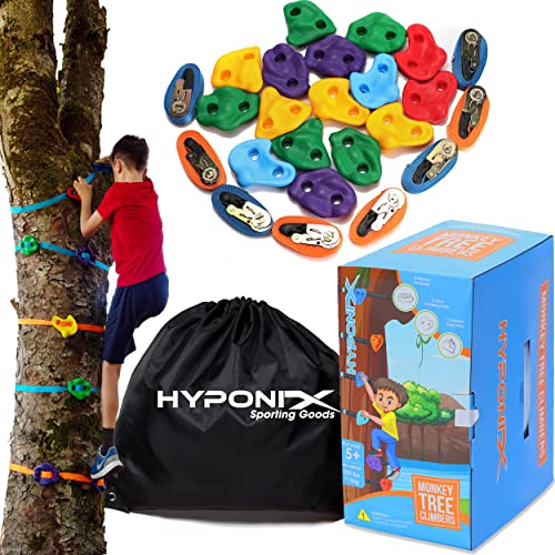 Hyponix Ninja Tree Kletterset – 16 Kletterhilfen & 8 Ratschen – Verstärkte...