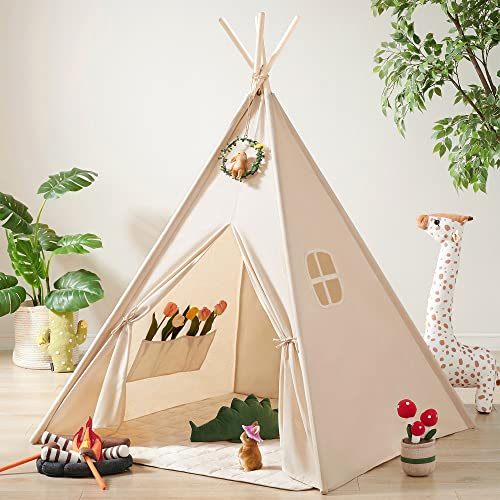 Tiny Land Tipi Zelt für Kinder mit Lichtern & Lagerfeuer Spielzeug & Tragetasche,...