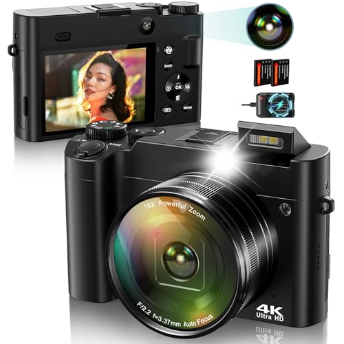 Digitalkamera-4K Autofocus Fotoapparat Digitalkamera mit Selfie 64MP 16X Zoom Anti-Shake,...