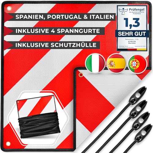 ATHELON® 3in1 Warntafel für Italien, Spanien & Portugal - Reflektierendes Warnschild...