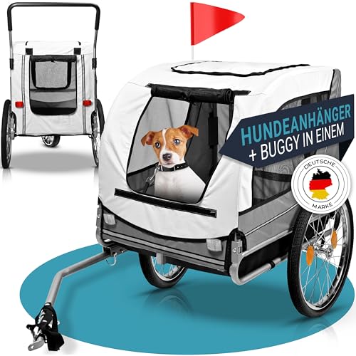 PFOTENGUT® 2-in-1 Hundeanhänger für Fahrrad [für kleine & große Hunde bis 40 kg] -...