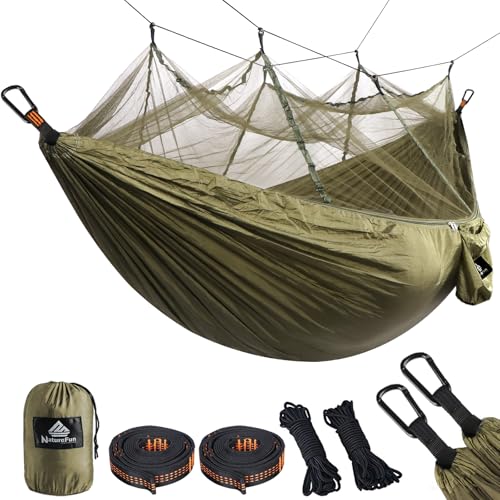 NATUREFUN Ultraleichte Moskito Netz Camping Hängematte 300kg Tragfähigkeit,(275 x 140...