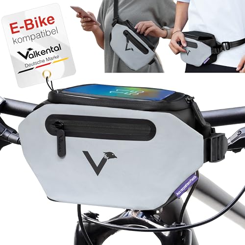 Valkental® - 3in1 Fahrradtasche Lenker KLICKfix kompatibel | Vollreflektierend &...