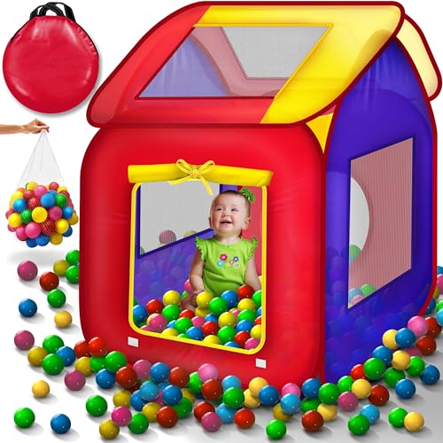 KIDUKU® Kinderspielzelt Bällebad Pop Up Spielzelt + 200 Bälle + Tasche für drinnen und...