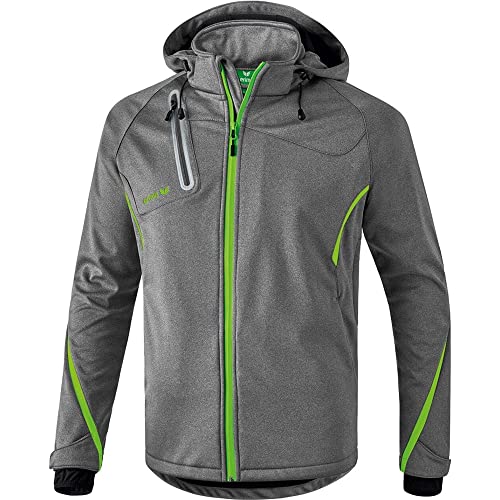 Erima Herren Softshelljacke Function, Grau Melange/Green Gecko, XL EU