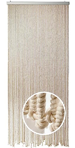 Kobolo Seilvorhang Türvorhang MARITIM 54 Stränge Dekovorhang - 90 x185/195 cm - Beige -...