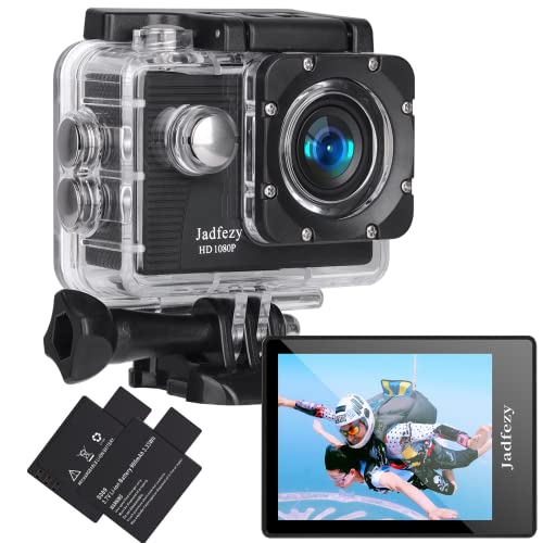 Jadfezy Action Cam FHD 1080P/12MP, Unterwasserkamera wasserdicht bis 30M, 140 Grad...