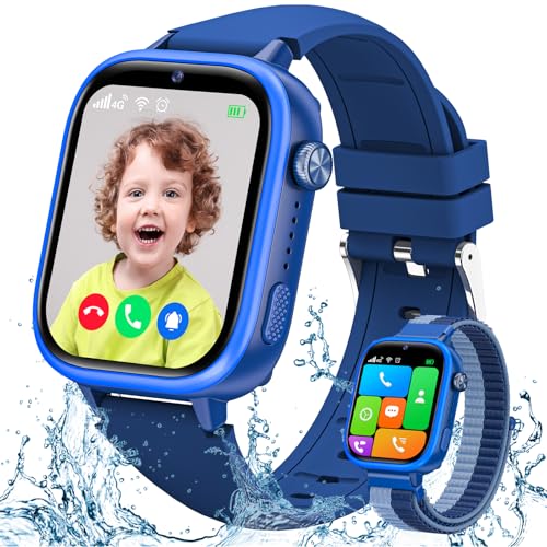 4G Smartwatch Kinder, IP68 Wasserdicht Smartwatch Kinder mit GPS, Telefon, Videoanruf,...