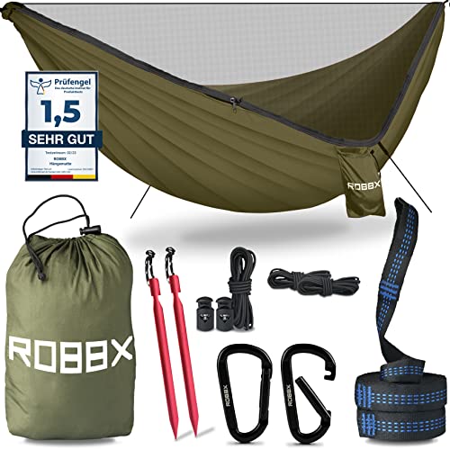 ROBBX® Hängematte Outdoor mit Moskitonetz für 2 Personen | 300kg Traglast |...