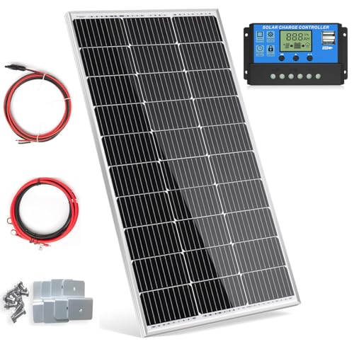 100W Solarpanel 12V Monokristallines Solarpanel-Kit 100 Watt Solarmodul mit 20 A...