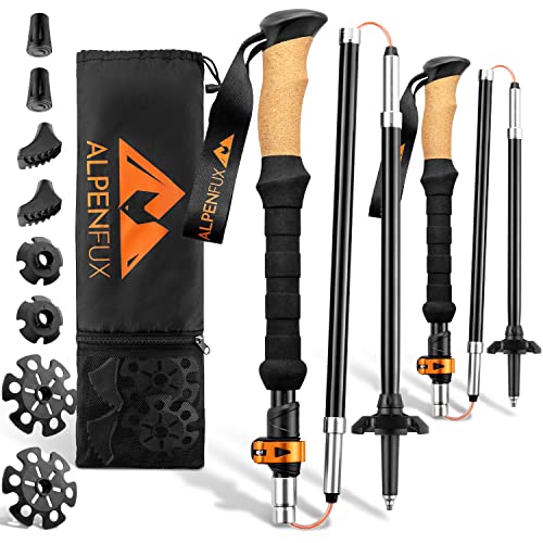 ALPENFUX® Premium Wanderstöcke faltbar, Trekkingstöcke, Nordic Walking Stöcke, leicht...